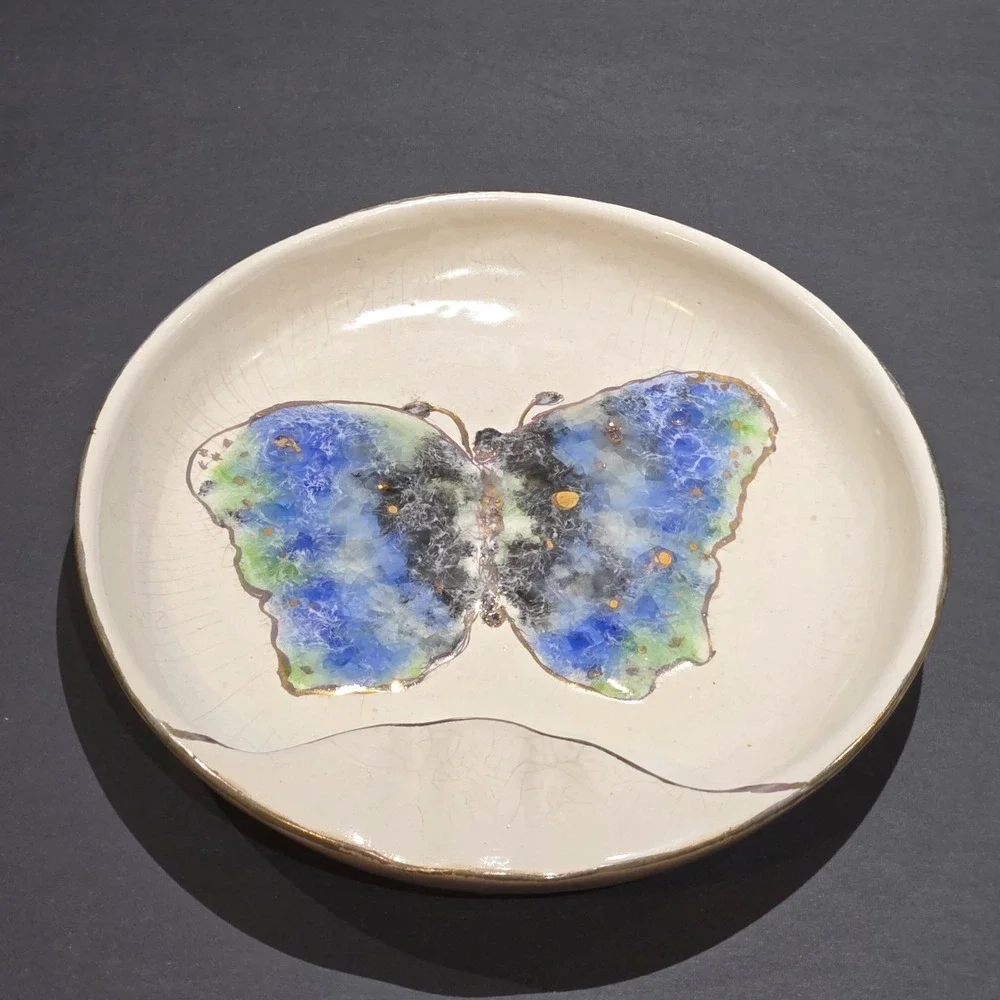 Handmade Ceramic Butterfly Ashtray Trinket Dish Paulant 1962